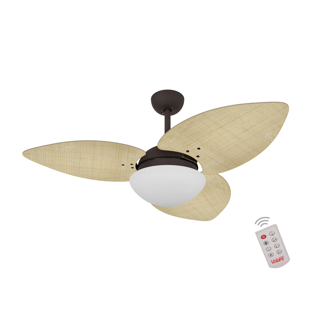 Ventilador de Teto Kovalski Marrom Texturizado 3 Pás Palmae Natural 220V com Controle Ventilador de Teto Kovalski Marrom Texturizado 3 Pás Palmae Natural 220V com Controle