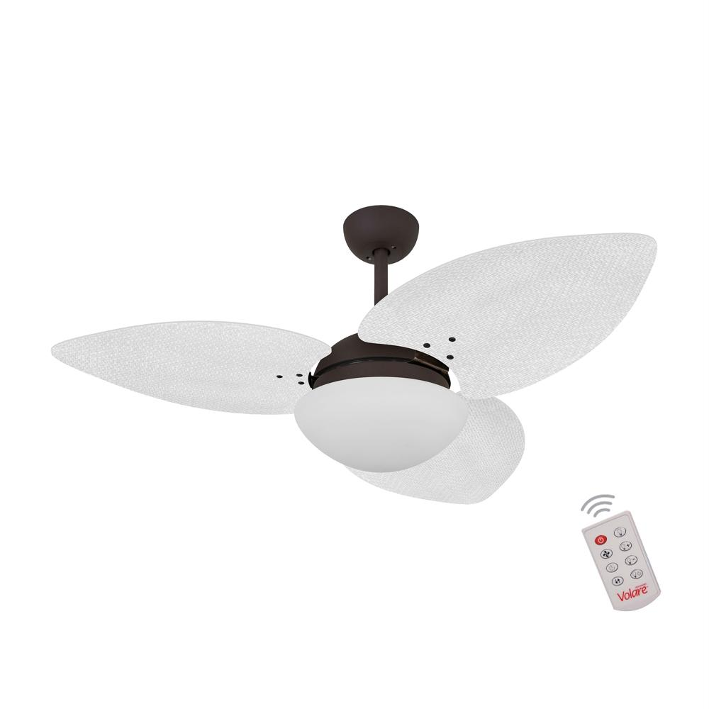 Ventilador de Teto Dormamu Marrom Texturizado 3 Pás Palmae Branco 220V com Controle Ventilador de Teto Dormamu Marrom Texturizado 3 Pás Palmae Branco 220V com Controle