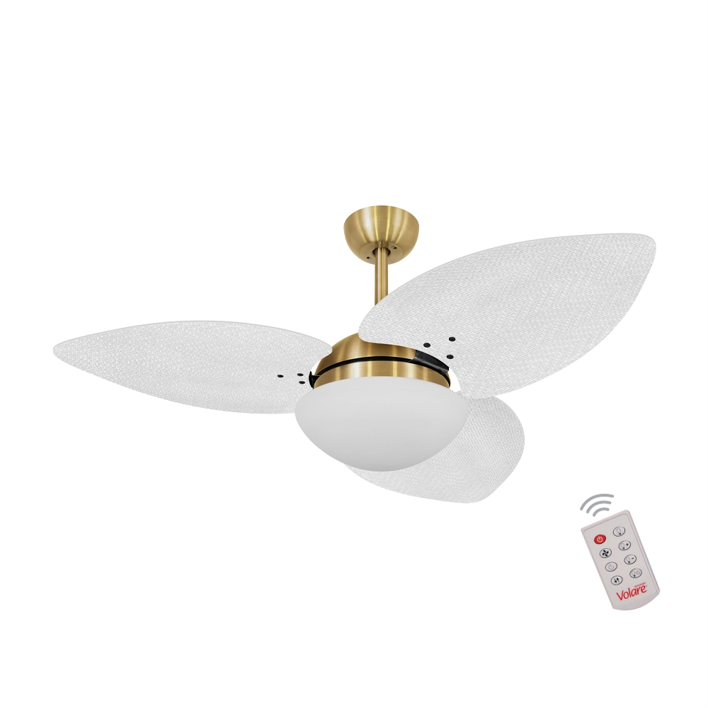 Ventilador de Teto Kovalski Dourado 3 Pás Palmae Branco 127V com Controle Ventilador de Teto Kovalski Dourado 3 Pás Palmae Branco 127V com Controle