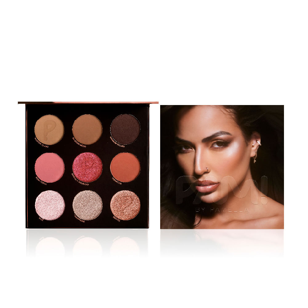 Paleta multifuncional 9 cores com contorno blush iluminador 9 necessários pam by pamella colorido Paleta multifuncional 9 cores com contorno blush iluminador 9 necessários pam by pamella colorido