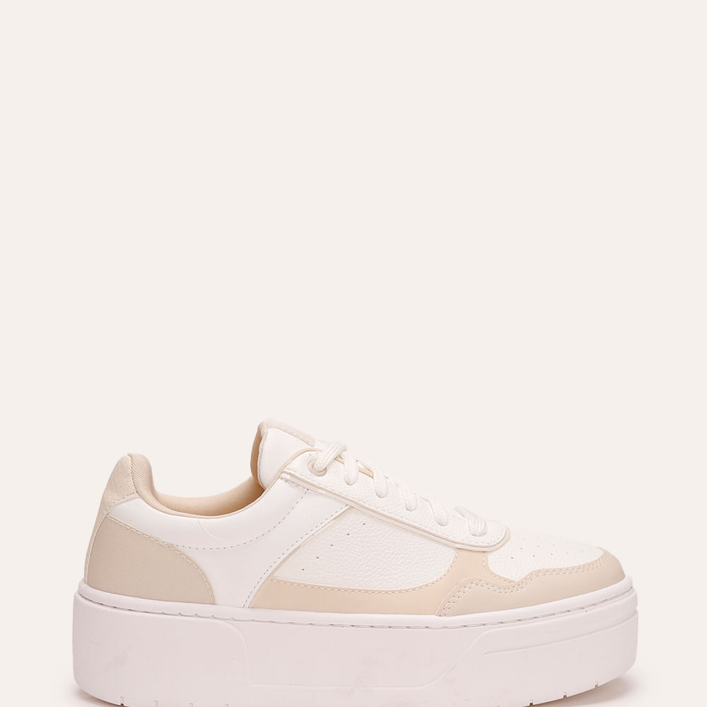 Tenis plataforma com recortes branco Tenis plataforma com recortes branco