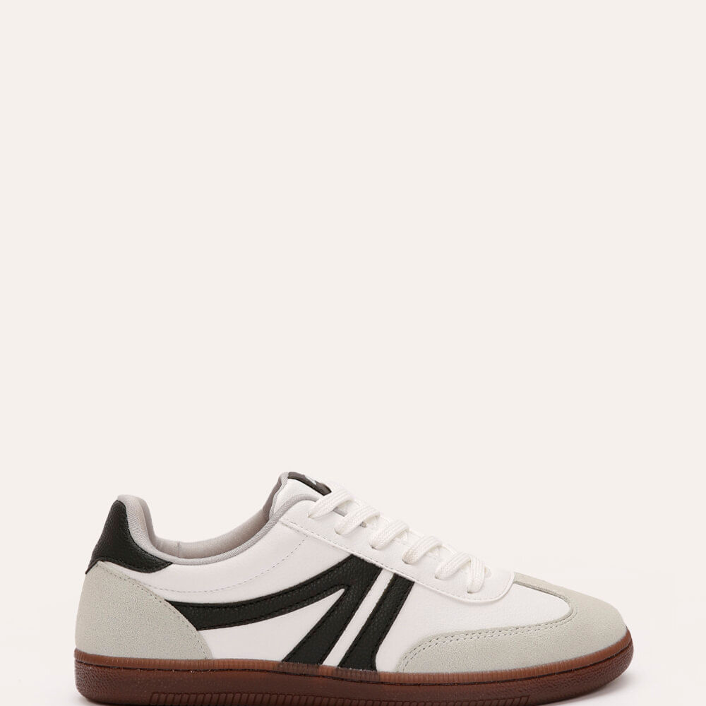 Tênis casual com recortes bicolor ace branco Tênis casual com recortes bicolor ace branco