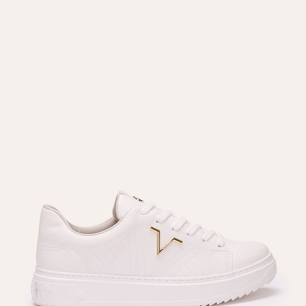 Tênis casual via marte com recortes branco Tênis casual via marte com recortes branco