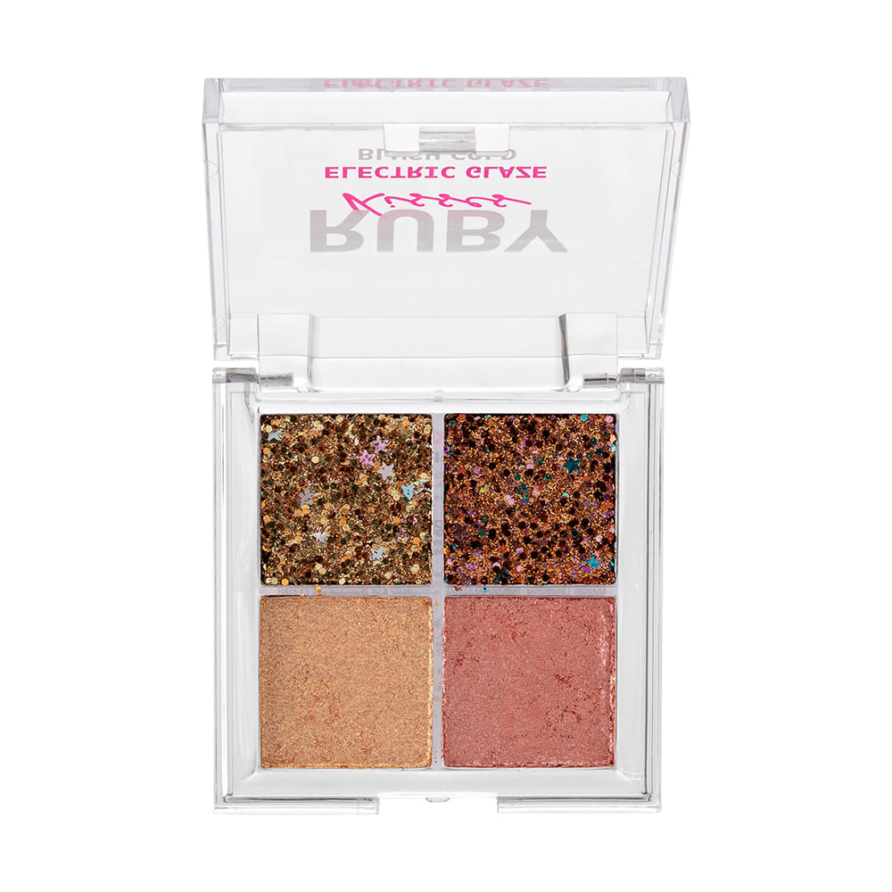 Paleta ruby kisses de sombras glitter electric glaze blush gold colorida Paleta ruby kisses de sombras glitter electric glaze blush gold colorida