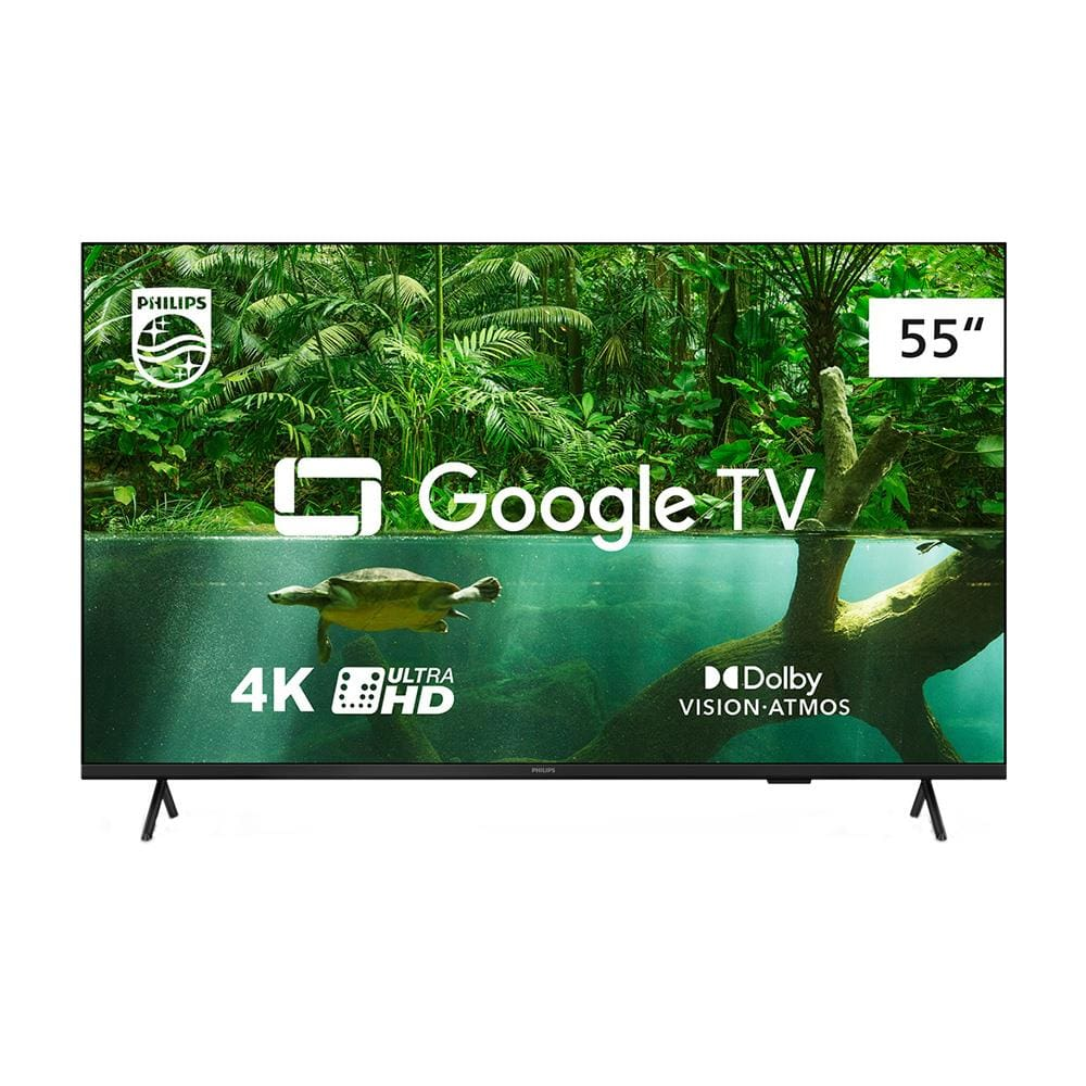 Smart TV LED 55" Ultra HD 4K Philips 55PUG7408/78 com Google TV, Comando de Voz, Wi-Fi, USB, Dolby Vision/Atmos, VRR/ALLM e Bluetooth Smart TV LED 55" Ultra HD 4K Philips 55PUG7408/78 com Google TV, Comando de Voz, Wi-Fi, USB, Dolby Vision/Atmos, VRR/ALLM e Bluetooth