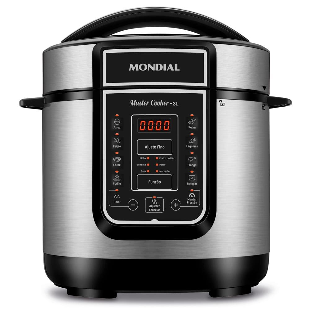 Panela Elétrica de Pressão Mondial Digital Master Cooker PE-40 3L - Preta/Inox - 220V Panela Elétrica de Pressão Mondial Digital Master Cooker PE-40 3L - Preta/Inox - 220V