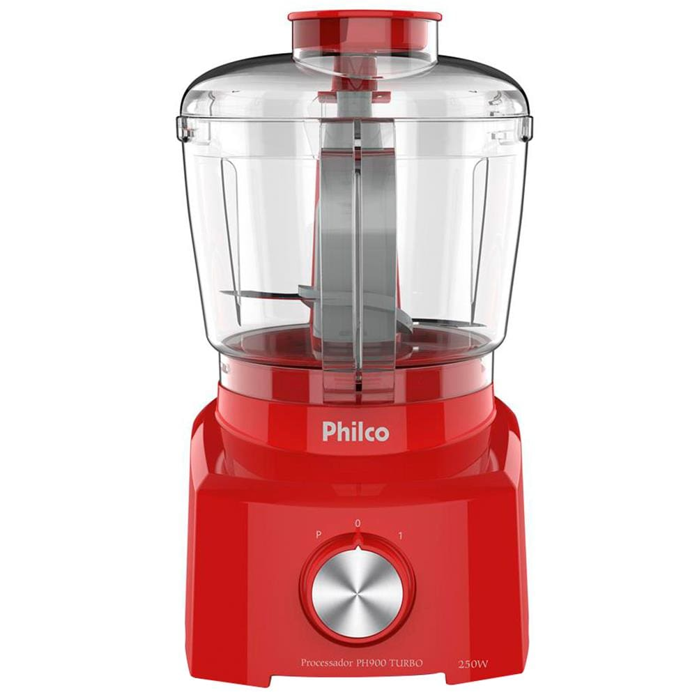 Mini Processador de Alimentos Philco PH900 Turbo 250W Vermelho - 110V Mini Processador de Alimentos Philco PH900 Turbo 250W Vermelho - 110V