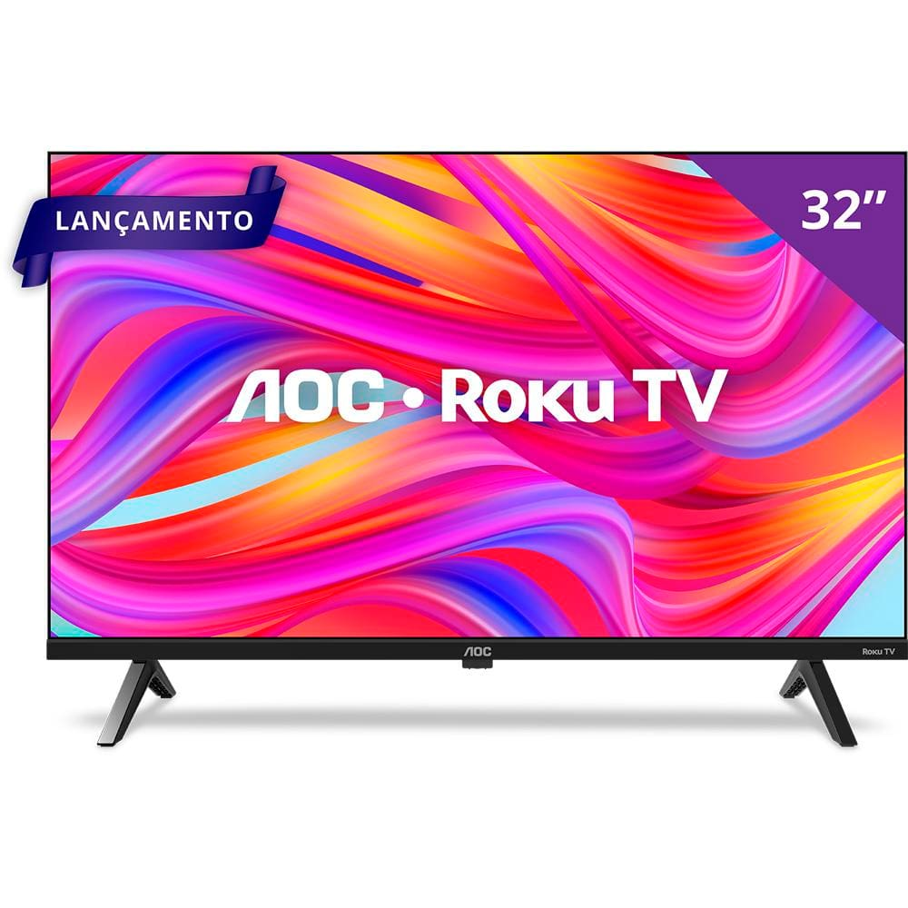 Smart TV 32" HD AOC 32S5045/78G com Roku TV, Comando de Voz, HDMI, USB Wi-Fi e Conversor Digital Smart TV 32" HD AOC 32S5045/78G com Roku TV, Comando de Voz, HDMI, USB Wi-Fi e Conversor Digital
