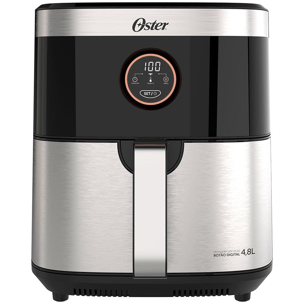 Fritadeira Elétrica Sem Óleo Oster 2 em 1 Preto Inox 4,8L OFRT660 - 127V Fritadeira Elétrica Sem Óleo Oster 2 em 1 Preto Inox 4,8L OFRT660 - 127V