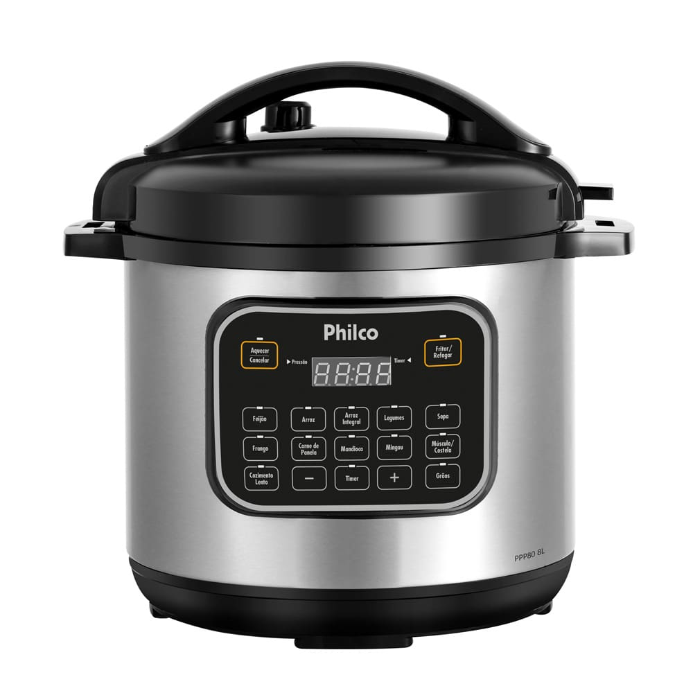 Panela de Pressão Elétrica Philco PPP80 Multifuncional com 12 Funções, Painel Digital e Timer Programável 1200W - 8 litros - 220V Panela de Pressão Elétrica Philco PPP80 Multifuncional com 12 Funções, Painel Digital e Timer Programável 1200W - 8 litros - 220V