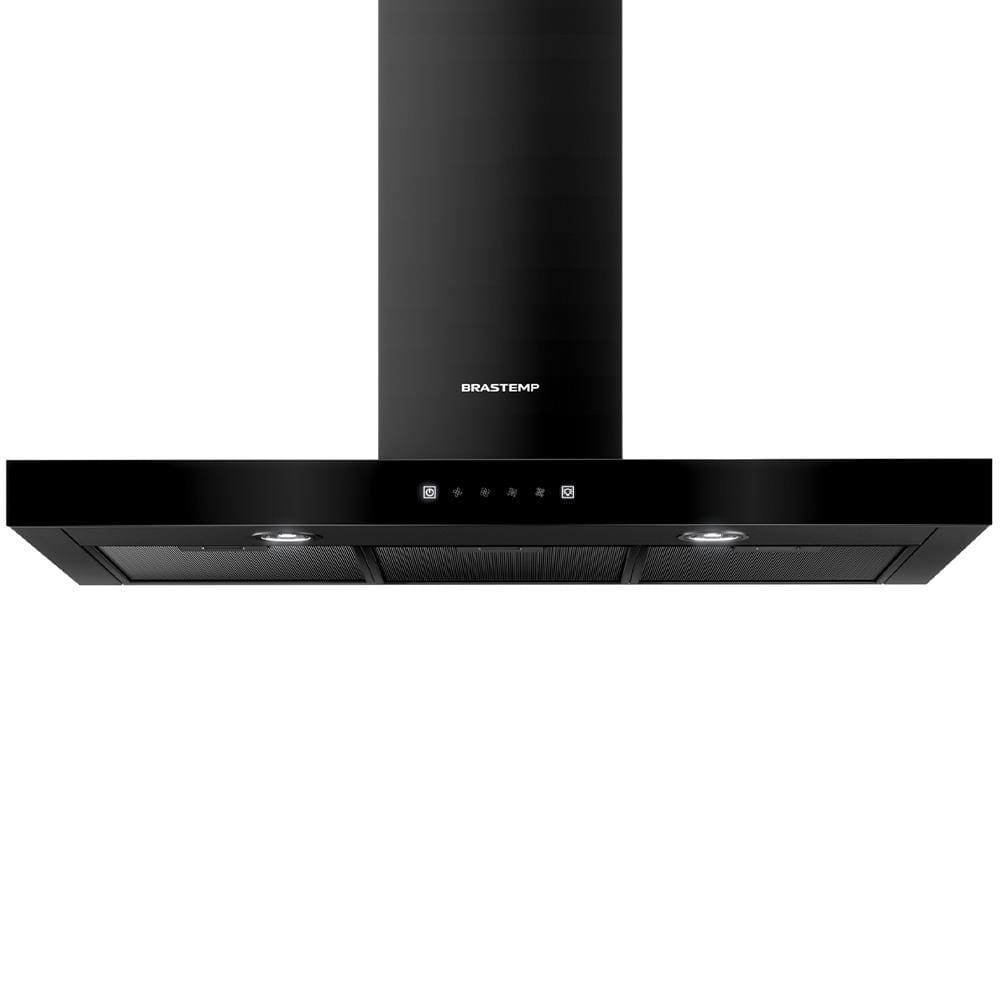 Coifa de Parede Brastemp Eclipse Collection BAE90AP com Painel Touch on Glass, Função Turbo e Iluminação LED Black Inox - 90cm - 110V Coifa de Parede Brastemp Eclipse Collection BAE90AP com Painel Touch on Glass, Função Turbo e Iluminação LED Black Inox - 90cm - 110V