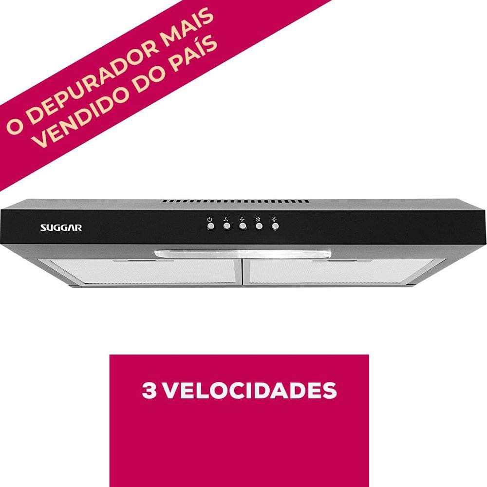 Depurador e Exaustor de ar Slim 60 Cm Preto Suggar - 220V Depurador e Exaustor de ar Slim 60 Cm Preto Suggar - 220V