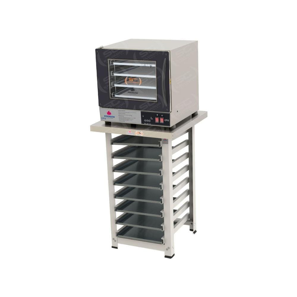 Kit - Forno Turbo Prp-004 Plus Digital 220v Preto + Bancada Mes-004 + 8 Assadeiras - Progás Kit - Forno Turbo Prp-004 Plus Digital 220v Preto + Bancada Mes-004 + 8 Assadeiras - Progás