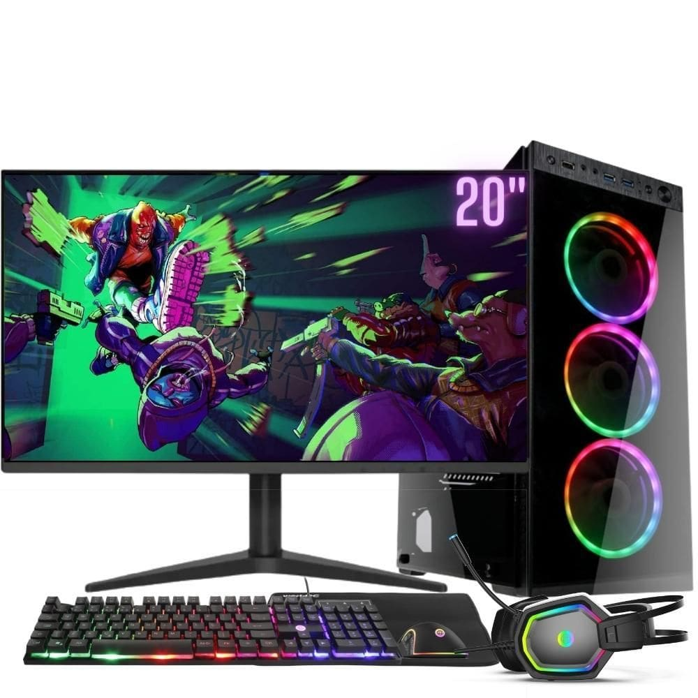 Computador Gamer Completo RGB Intel Core i7 8GB HD 3TB Kit Gamer com Headset Monitor 20" Windows 10 3green Premium Computador Gamer Completo RGB Intel Core i7 8GB HD 3TB Kit Gamer com Headset Monitor 20" Windows 10 3green Premium