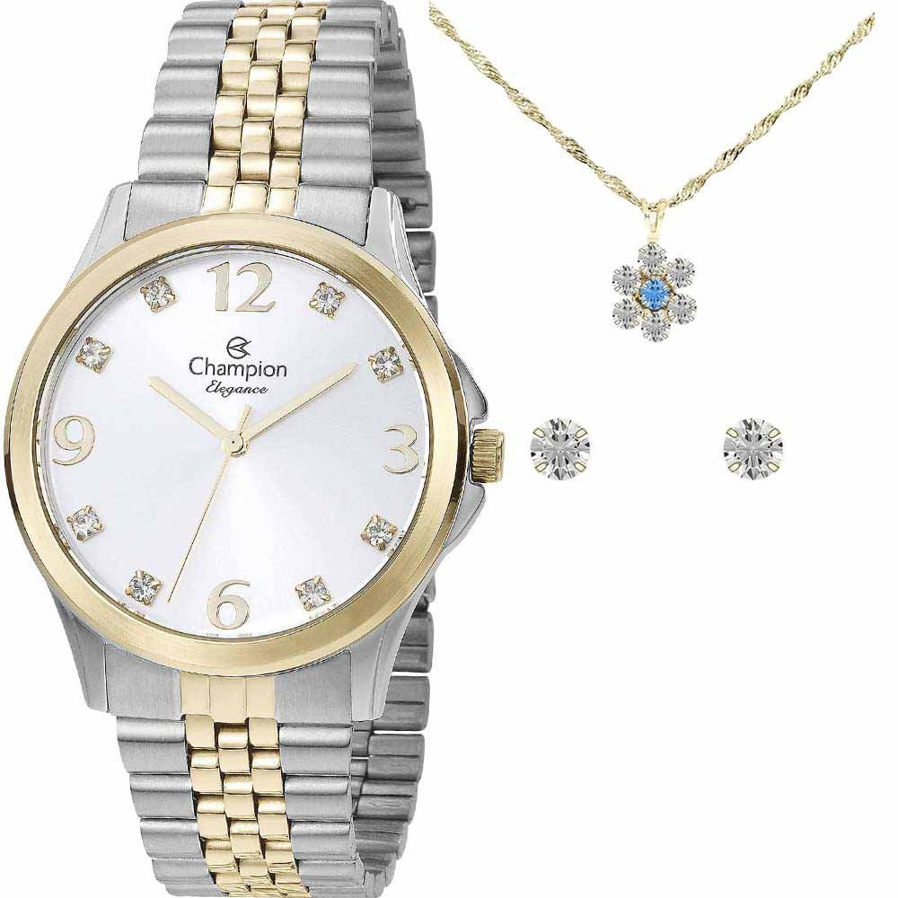 Kit Relógio Champion Feminino Elegance com Colar e Brincos CN24093D Kit Relógio Champion Feminino Elegance com Colar e Brincos CN24093D