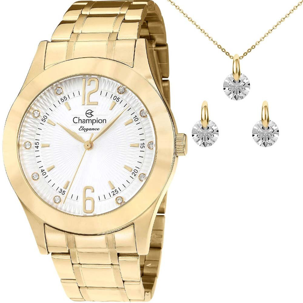 Kit Relógio Champion Feminino Elegance com Colar e Brincos CN20800W Kit Relógio Champion Feminino Elegance com Colar e Brincos CN20800W