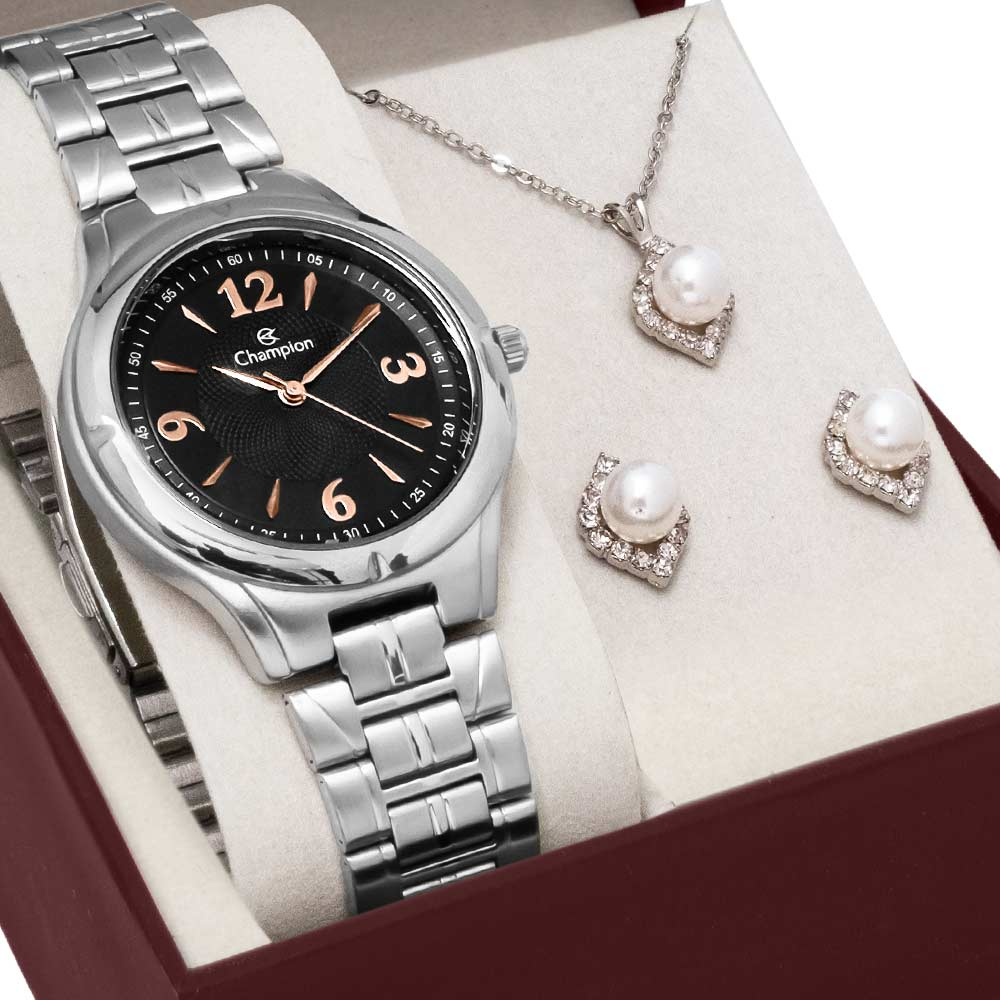 Kit Relógio Champion Feminino com Colar e Brincos CN20499D Kit Relógio Champion Feminino com Colar e Brincos CN20499D
