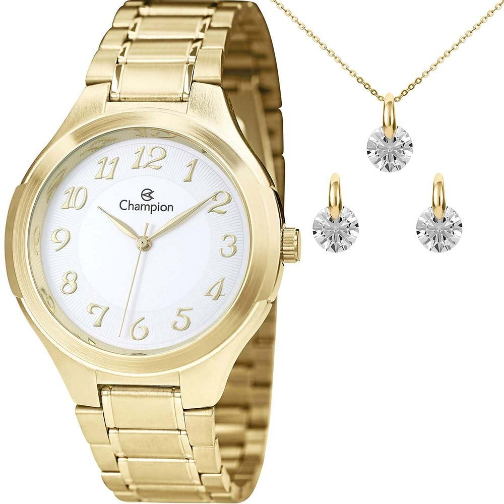 Kit Relógio Champion Feminino com Colar e Brincos CN20140W Kit Relógio Champion Feminino com Colar e Brincos CN20140W