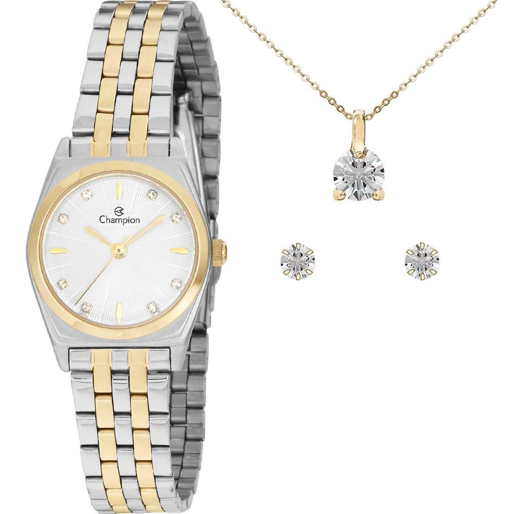 Kit Relógio Champion Feminino com Colar e brincos CH26766C Kit Relógio Champion Feminino com Colar e brincos CH26766C