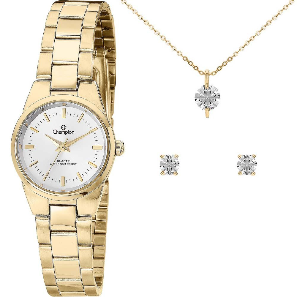 Kit Relógio Champion Feminino com Colar e brincos CH24517C Kit Relógio Champion Feminino com Colar e brincos CH24517C