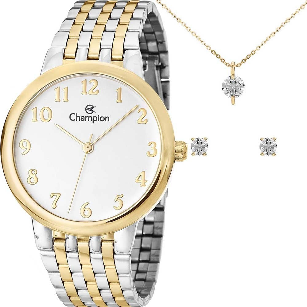 Kit Relógio Champion Feminino com Colar e brincos CH22911D Kit Relógio Champion Feminino com Colar e brincos CH22911D