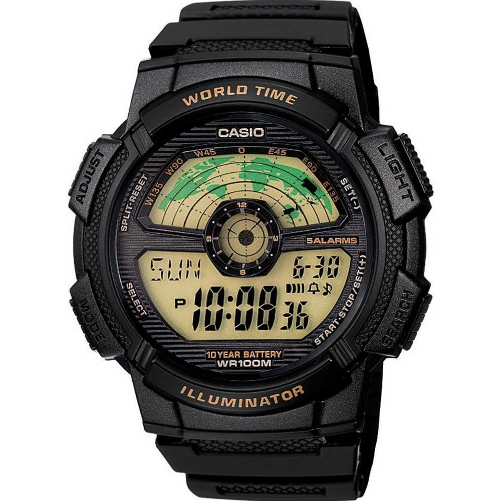 Relógio Digital Casio Masculino World Time AE-1100W-1BVDF-SC Relógio Digital Casio Masculino World Time AE-1100W-1BVDF-SC