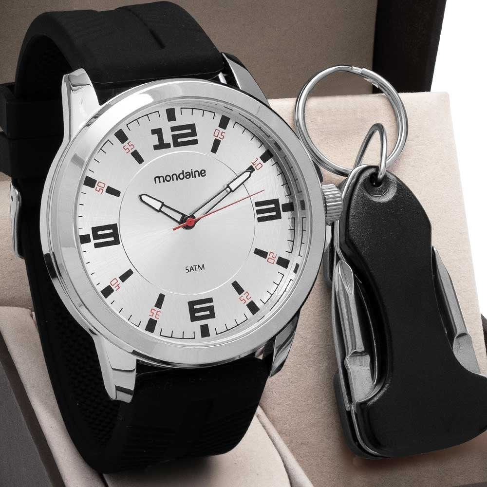 Kit Relógio Mondaine Masculino com Chaveiro Multifunção 83501G0MVNI2K1 Kit Relógio Mondaine Masculino com Chaveiro Multifunção 83501G0MVNI2K1