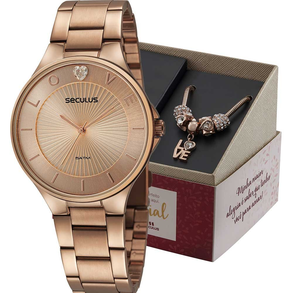 Kit Relógio Seculus Feminino com Pulseira 77121LPSKRS2K1 Kit Relógio Seculus Feminino com Pulseira 77121LPSKRS2K1
