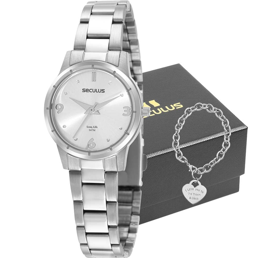 Kit Relógio Seculus Feminino com Pulseira 44088L0SVNA3K1 Kit Relógio Seculus Feminino com Pulseira 44088L0SVNA3K1