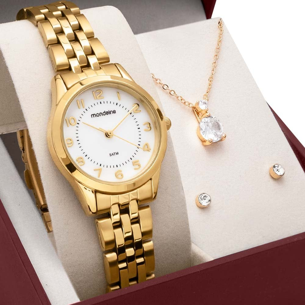Kit Relógio Mondaine Feminino com Colar e Brincos 32796LPMKDE1K1 Kit Relógio Mondaine Feminino com Colar e Brincos 32796LPMKDE1K1