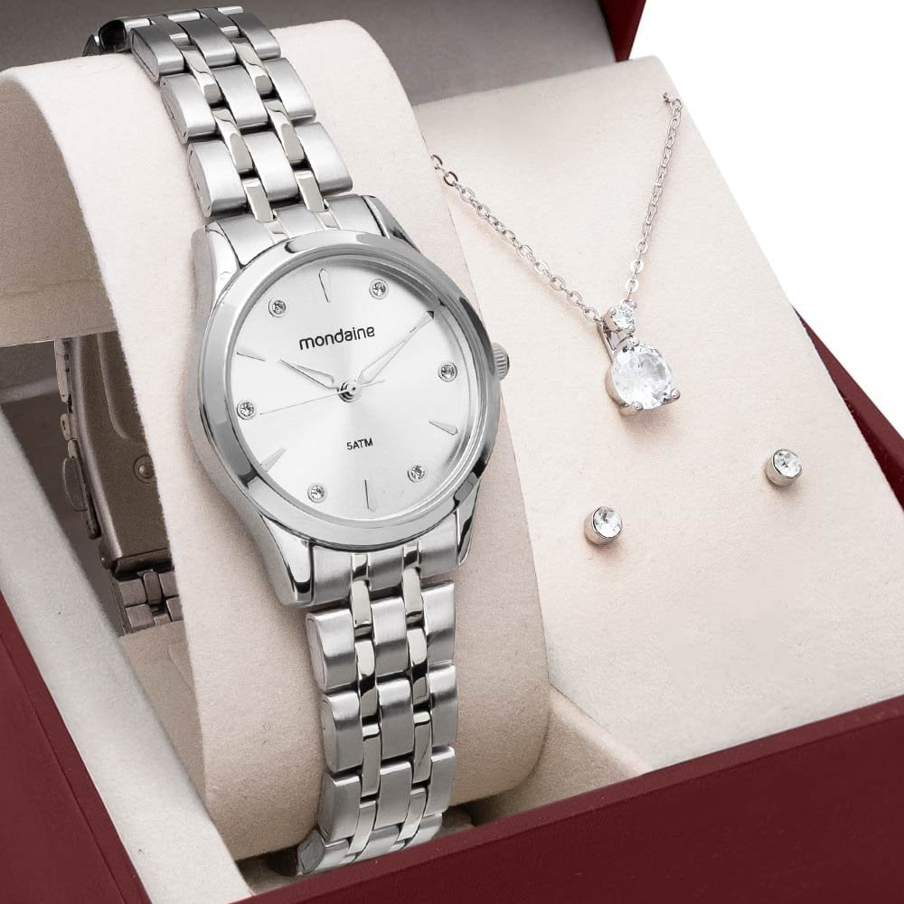 Kit Relógio Mondaine Feminino com Colar e Brincos 32610L0MKNE2K1 Kit Relógio Mondaine Feminino com Colar e Brincos 32610L0MKNE2K1