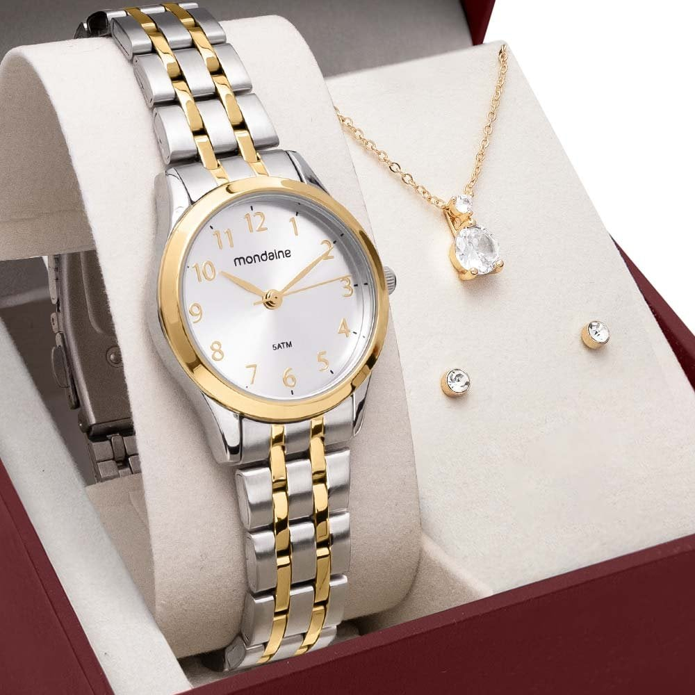Kit Relógio Mondaine Feminino com Colar e Brincos 32608LPMKBE3K1 Kit Relógio Mondaine Feminino com Colar e Brincos 32608LPMKBE3K1