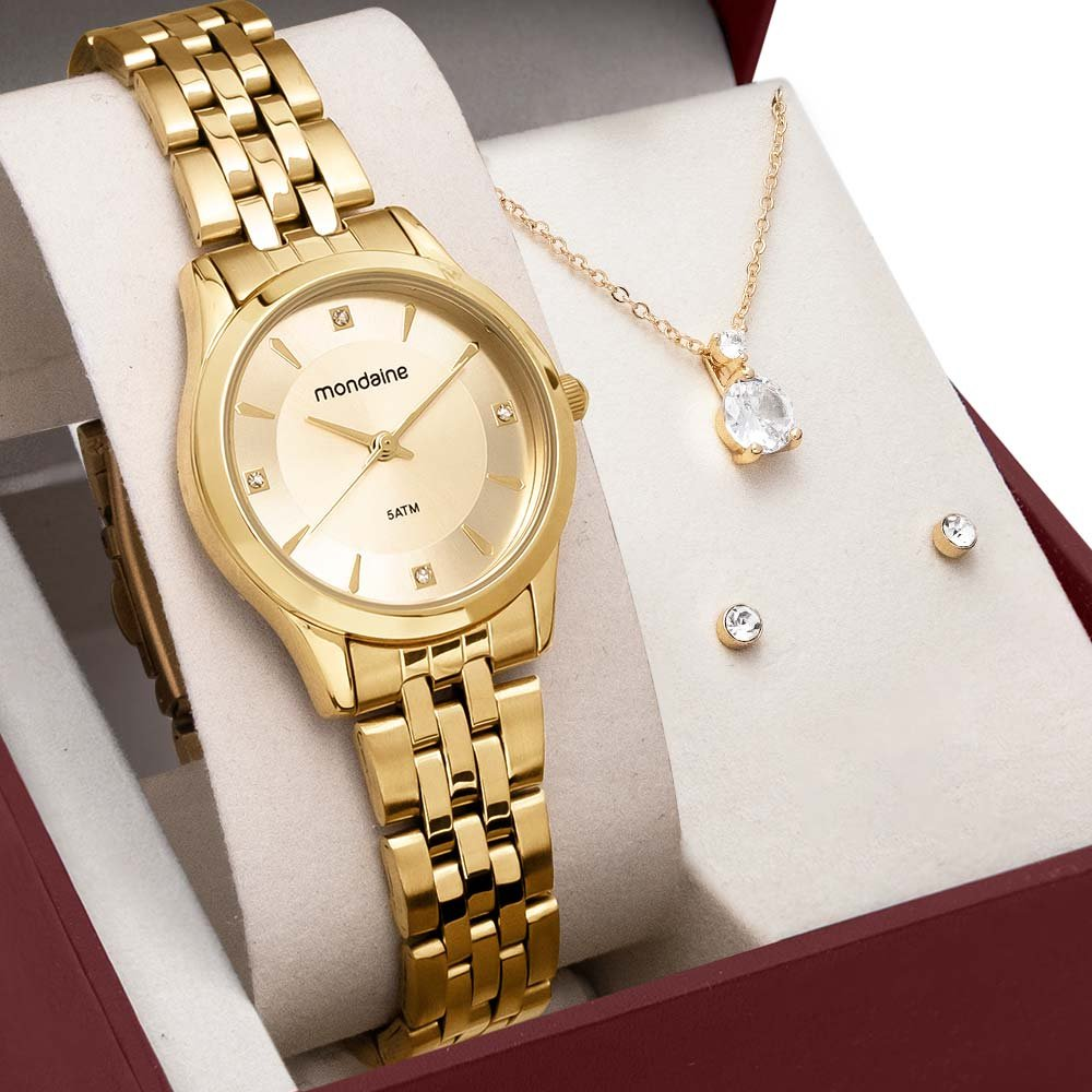 Kit Relógio Mondaine Feminino com Colar e Brincos 32607LPMKDE1K1 Kit Relógio Mondaine Feminino com Colar e Brincos 32607LPMKDE1K1
