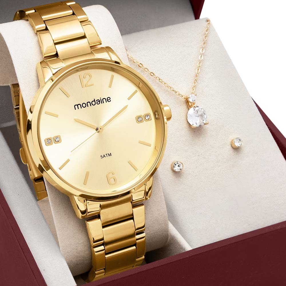 Kit Relógio Mondaine Feminino com Colar e Brincos 32600LPMKDE1K1 Kit Relógio Mondaine Feminino com Colar e Brincos 32600LPMKDE1K1