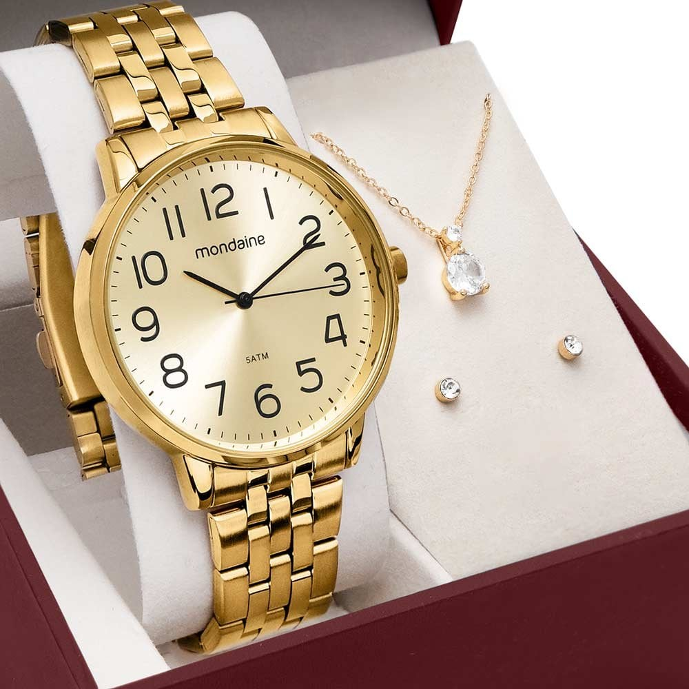 Kit Relógio Mondaine Feminino com Colar e Brincos 32599LPMKDE1K1 Kit Relógio Mondaine Feminino com Colar e Brincos 32599LPMKDE1K1