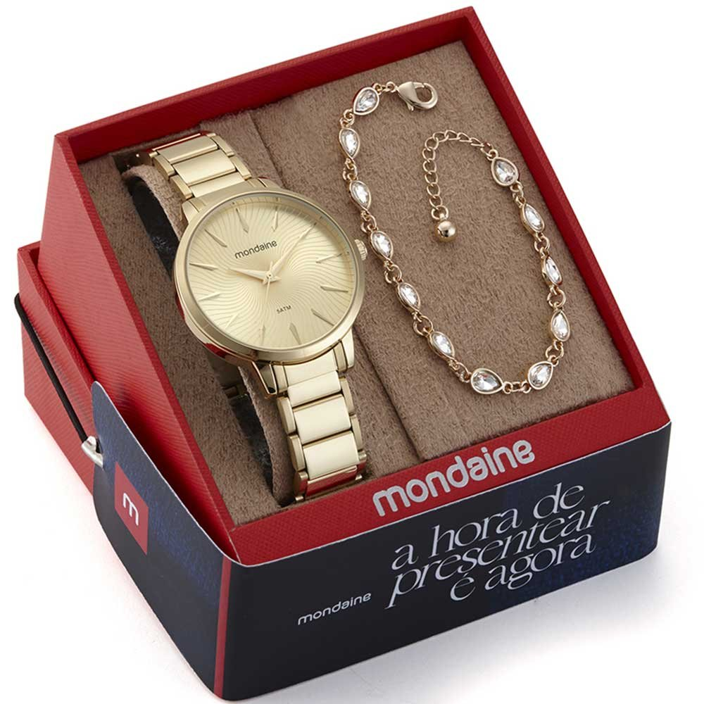 Kit Relógio Mondaine Feminino com Colar de Pedras 32561LPMKDE1K1 Kit Relógio Mondaine Feminino com Colar de Pedras 32561LPMKDE1K1