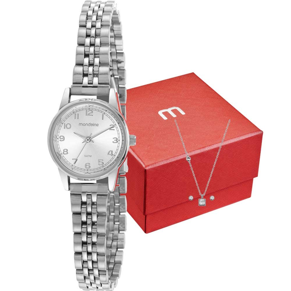 Kit Relógio Mondaine Feminino com Colar e Brincos 32425L0MVNE2K1 Kit Relógio Mondaine Feminino com Colar e Brincos 32425L0MVNE2K1