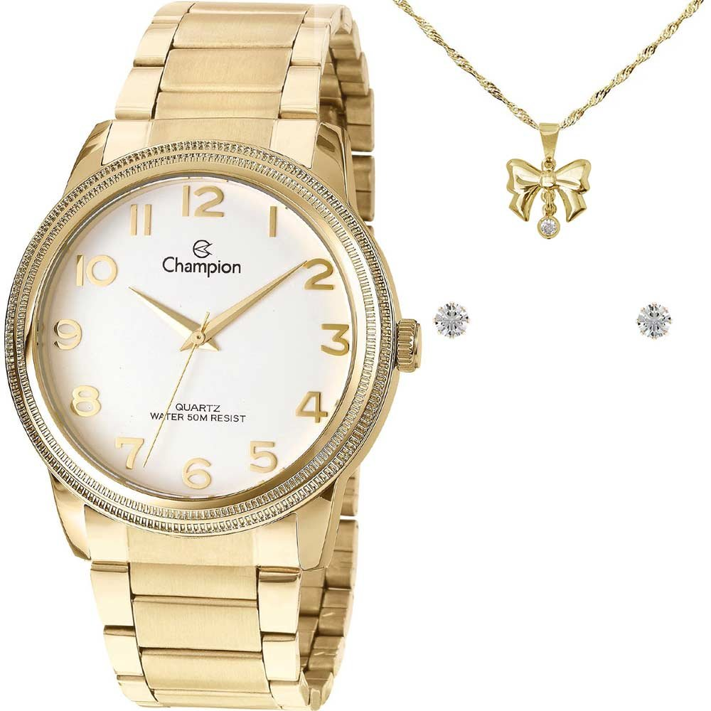 Kit Relógio Champion Feminino com Colar e brincos CN29490B Kit Relógio Champion Feminino com Colar e brincos CN29490B