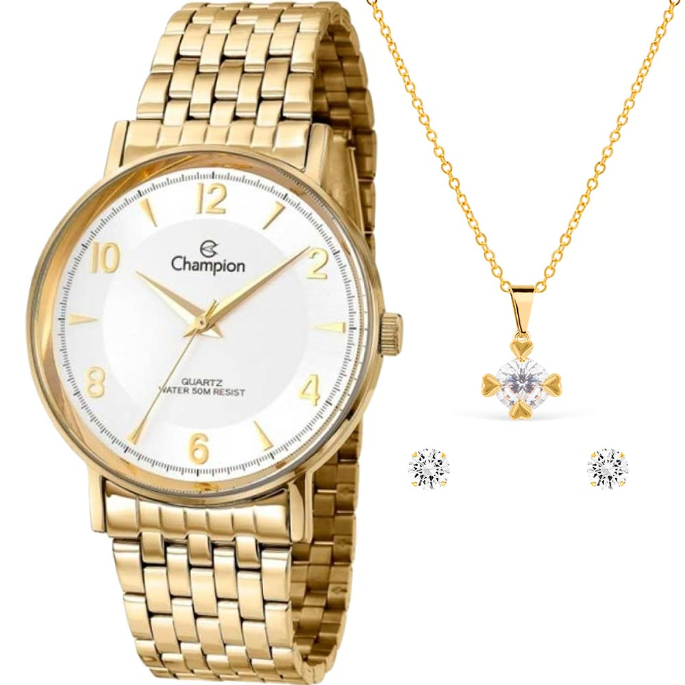 Kit Relógio Champion Feminino com Colar e Brincos CN29481D Kit Relógio Champion Feminino com Colar e Brincos CN29481D