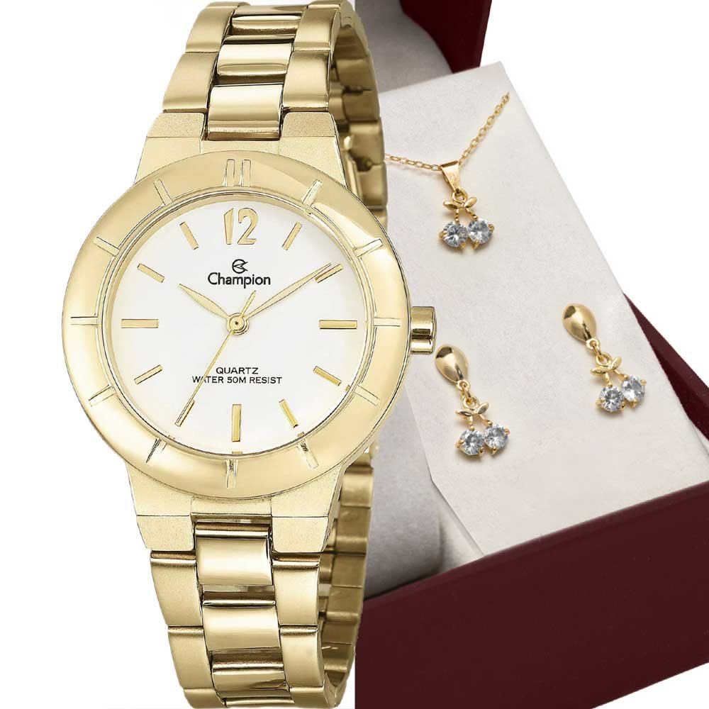 Kit Relógio Champion Feminino com Colar e Brincos CN28348D Kit Relógio Champion Feminino com Colar e Brincos CN28348D