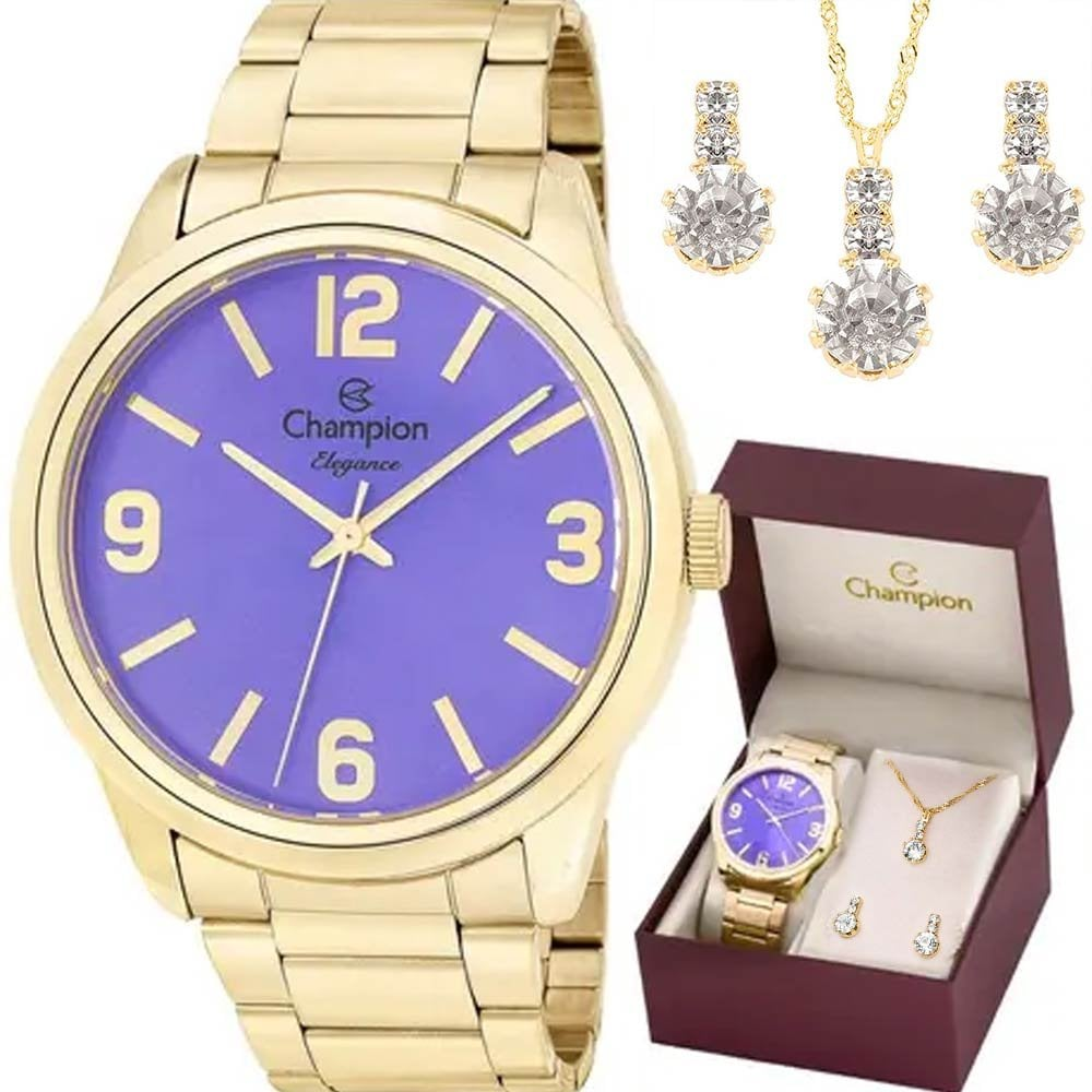 Kit Relógio Champion Feminino Elegance com Colar e Brincos CN27232O Kit Relógio Champion Feminino Elegance com Colar e Brincos CN27232O