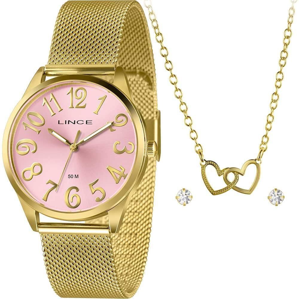 Kit Relógio Lince Feminino com Colar e Brincos LRGH222L40K0DBR2KX Kit Relógio Lince Feminino com Colar e Brincos LRGH222L40K0DBR2KX