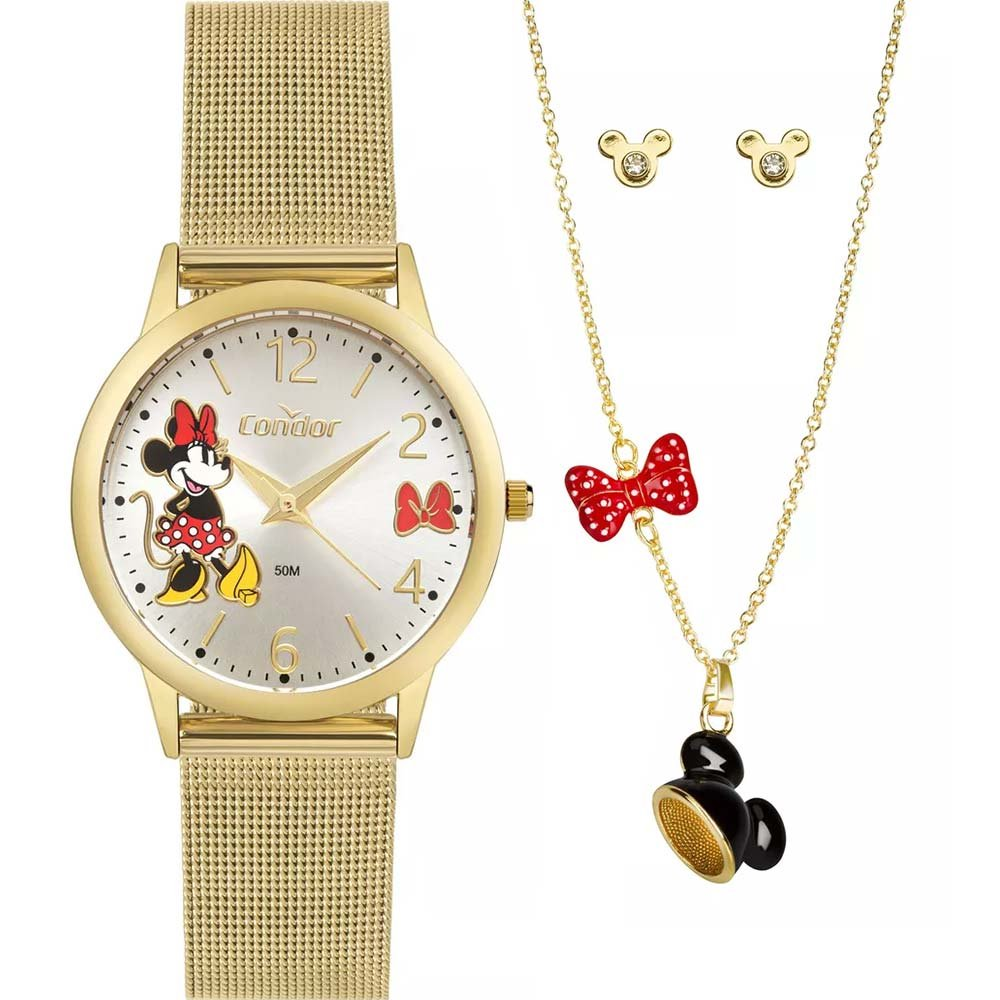 Kit Relógio Condor Feminino Disney com Colar e Brincos CO2035NGR/KI4K Kit Relógio Condor Feminino Disney com Colar e Brincos CO2035NGR/KI4K