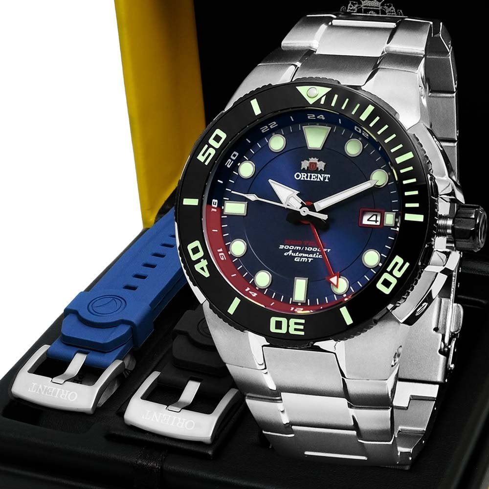 Relógio Orient Masculino Automático Seatech GMT NH3TT001D1GX Relógio Orient Masculino Automático Seatech GMT NH3TT001D1GX