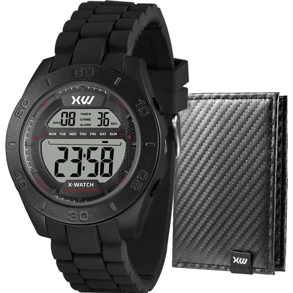 Kit Relógio Digital X-Watch Masculino com Porta Cartões XMPPD798K0BYBXPX Kit Relógio Digital X-Watch Masculino com Porta Cartões XMPPD798K0BYBXPX
