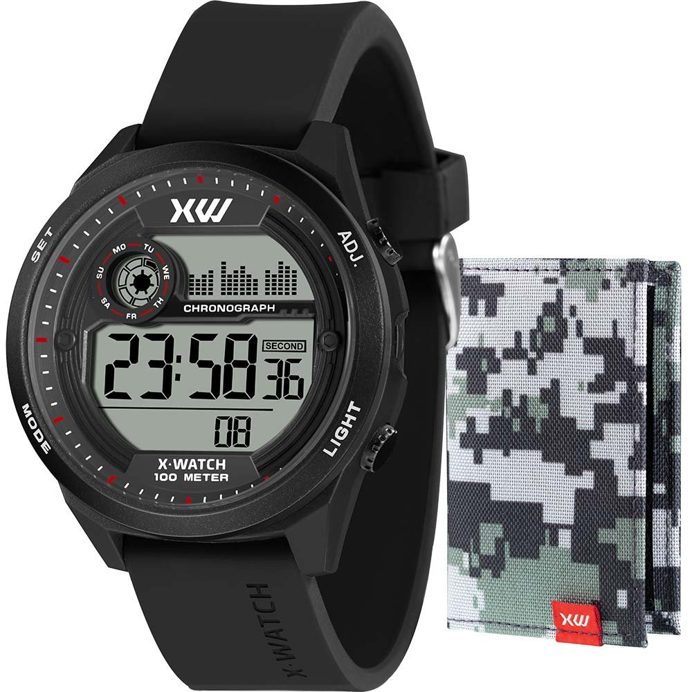Kit Relógio Digital X-Watch Masculino com Porta Cartões XMPPD789K0BSBXPX Kit Relógio Digital X-Watch Masculino com Porta Cartões XMPPD789K0BSBXPX