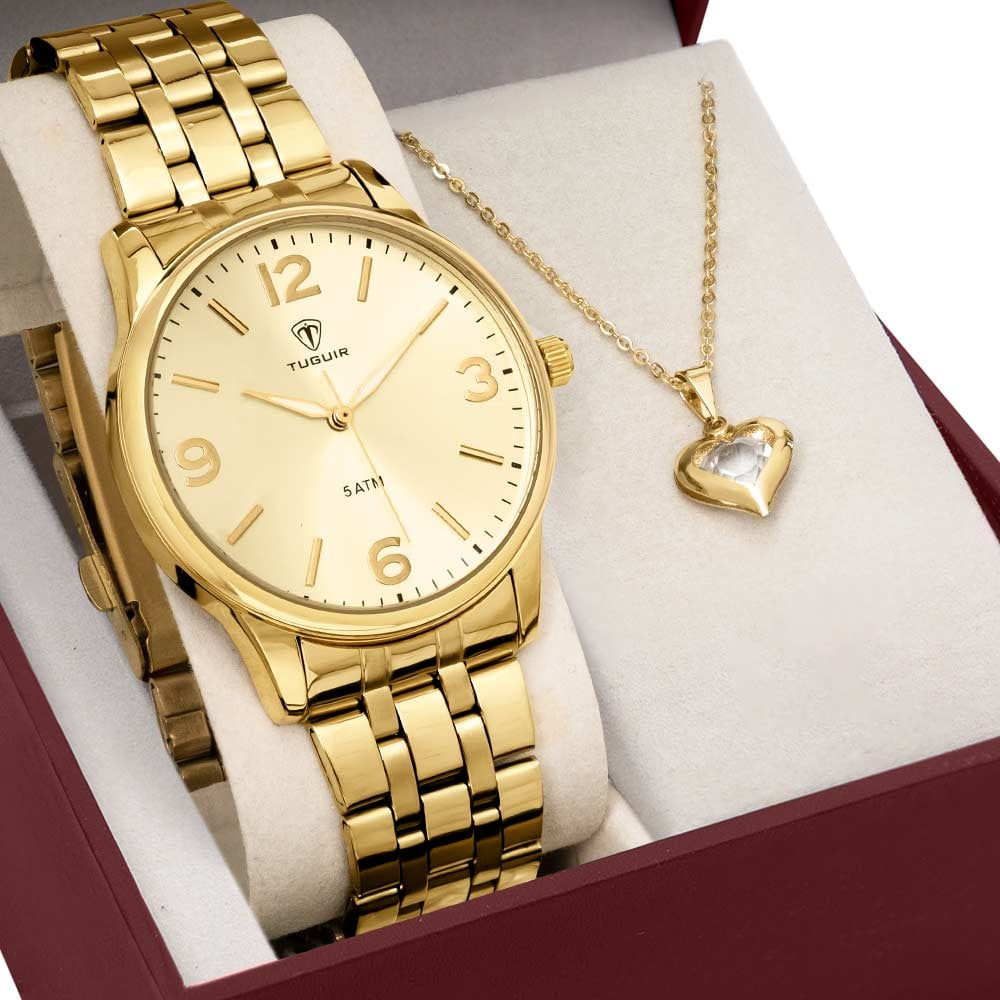 Kit Relógio Tuguir Feminino com Colar TG35057 Kit Relógio Tuguir Feminino com Colar TG35057