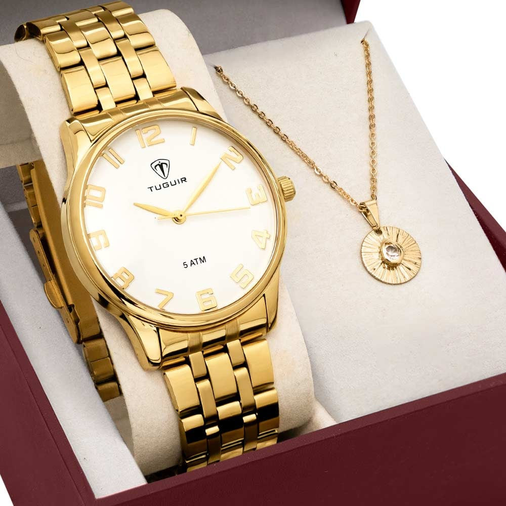 Kit Relógio Tuguir Feminino com Colar TG35052 Kit Relógio Tuguir Feminino com Colar TG35052