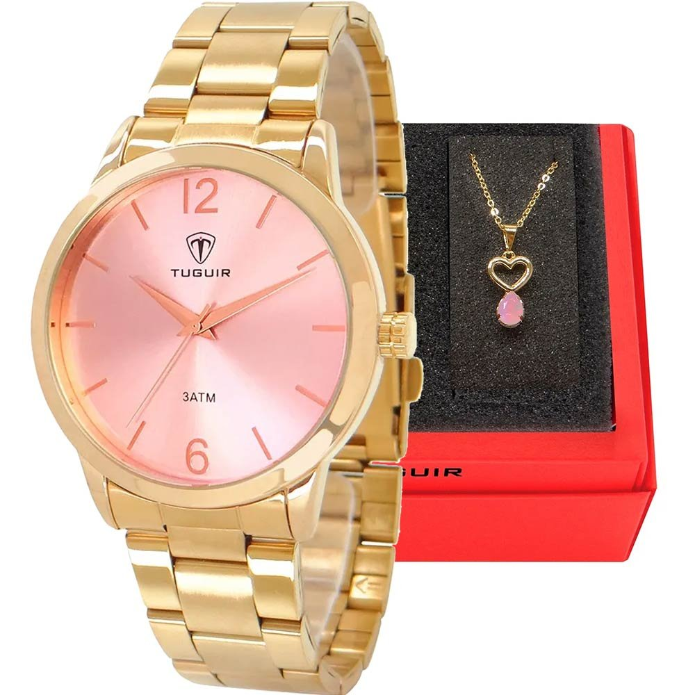 Kit Relógio Tuguir Feminino com Colar TG35047 Kit Relógio Tuguir Feminino com Colar TG35047