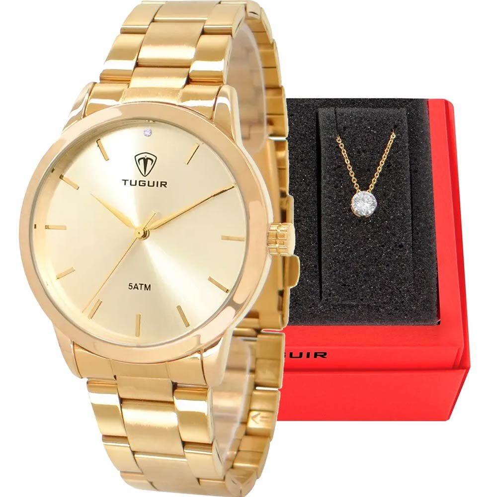 Kit Relógio Tuguir Feminino com Colar TG35011 Kit Relógio Tuguir Feminino com Colar TG35011